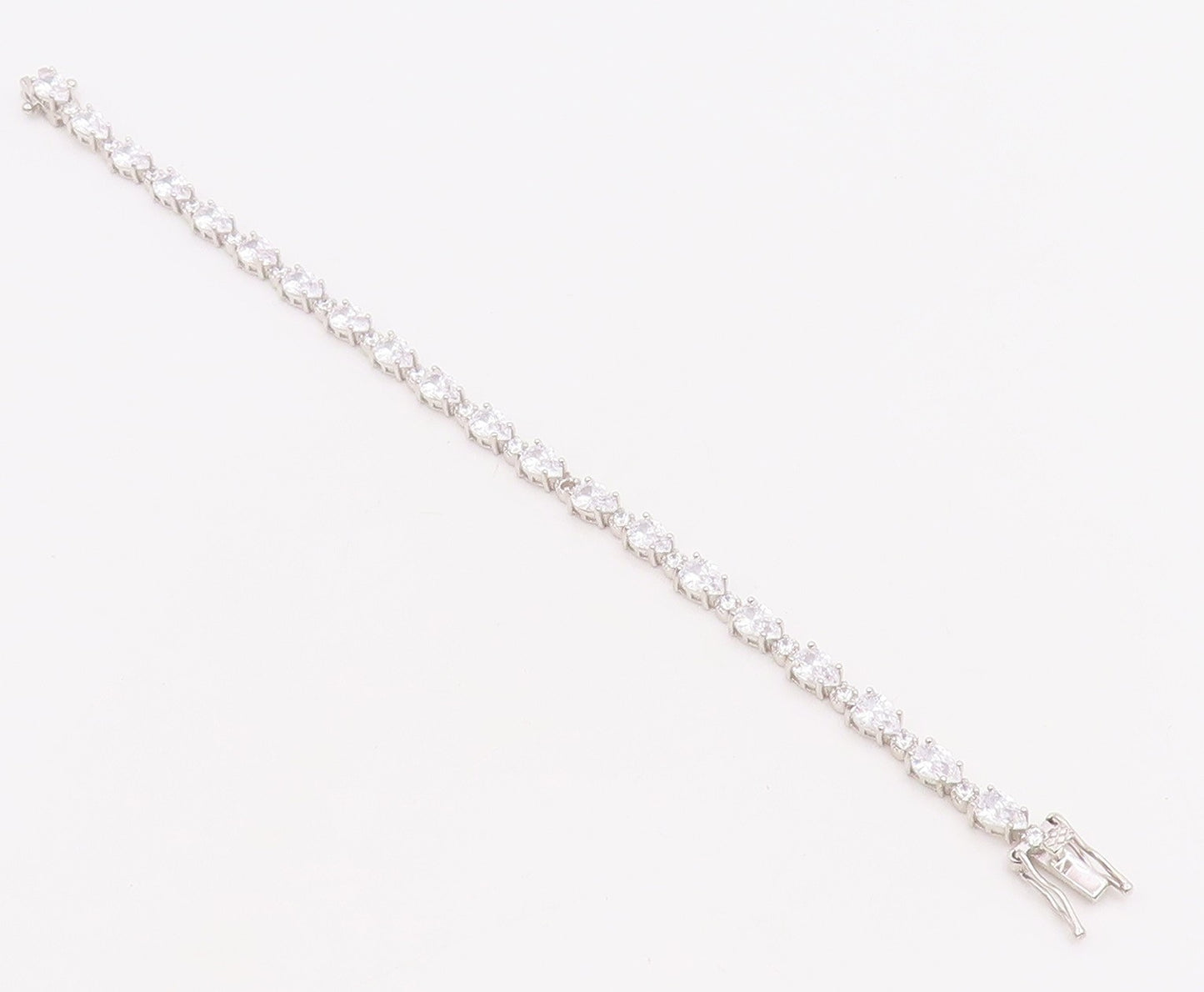 925 Sterling Silver Vintage Bracelet Multi Shape CZ Elegant Tennis Link  BT11880