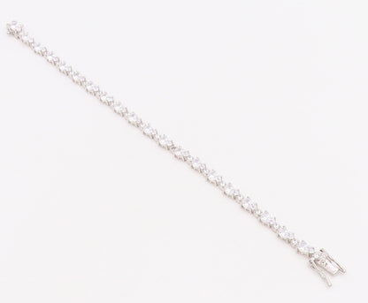 925 Sterling Silver Vintage Bracelet Multi Shape CZ Elegant Tennis Link  BT11880