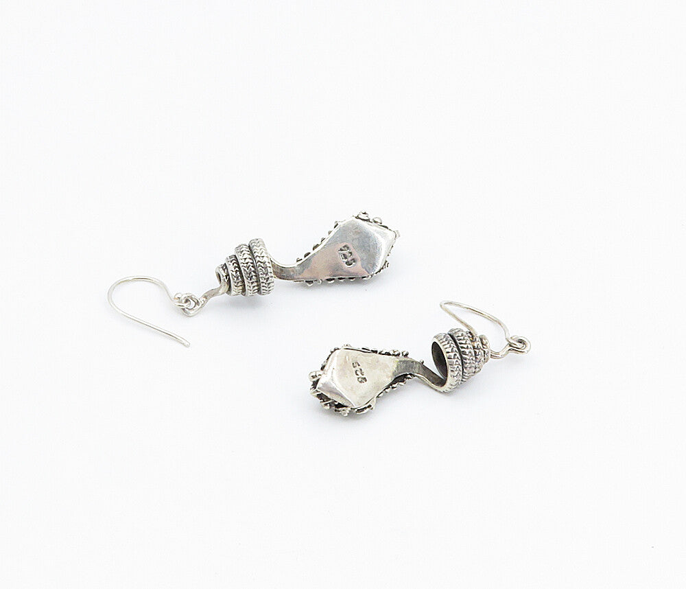 925 Sterling Silver  Vintage Blue Topaz Snake Head Motif Drop Earrings  EG2923