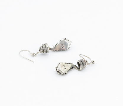 925 Sterling Silver  Vintage Blue Topaz Snake Head Motif Drop Earrings  EG2923