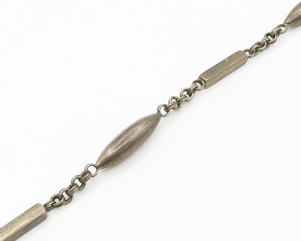 MEXICO 925 Sterling Silver Vintage Smooth Cylinder Style Chain Necklace  NE2804