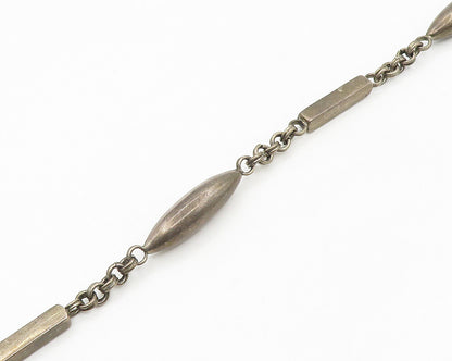 MEXICO 925 Sterling Silver Vintage Smooth Cylinder Style Chain Necklace  NE2804