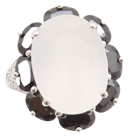 925 Sterling Silver Vintage Ring Topaz Sapphire & Diamonds Flower  Sz 7  RG29558