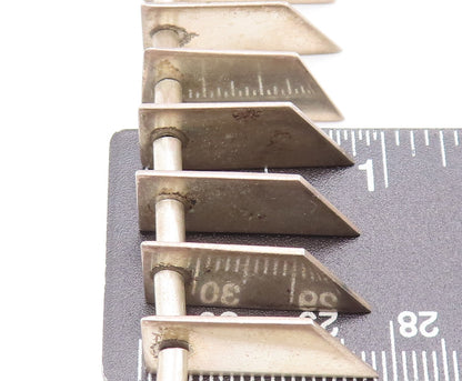 925 Sterling Silver Vintage Necklace Brutalist  Pointed Plate Solid Link  NE4230