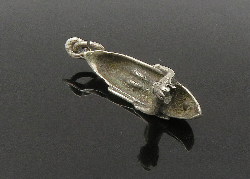 925 Sterling Silver  Vintage Dark Tone Man In Canoe Boat Pendant  PT18337