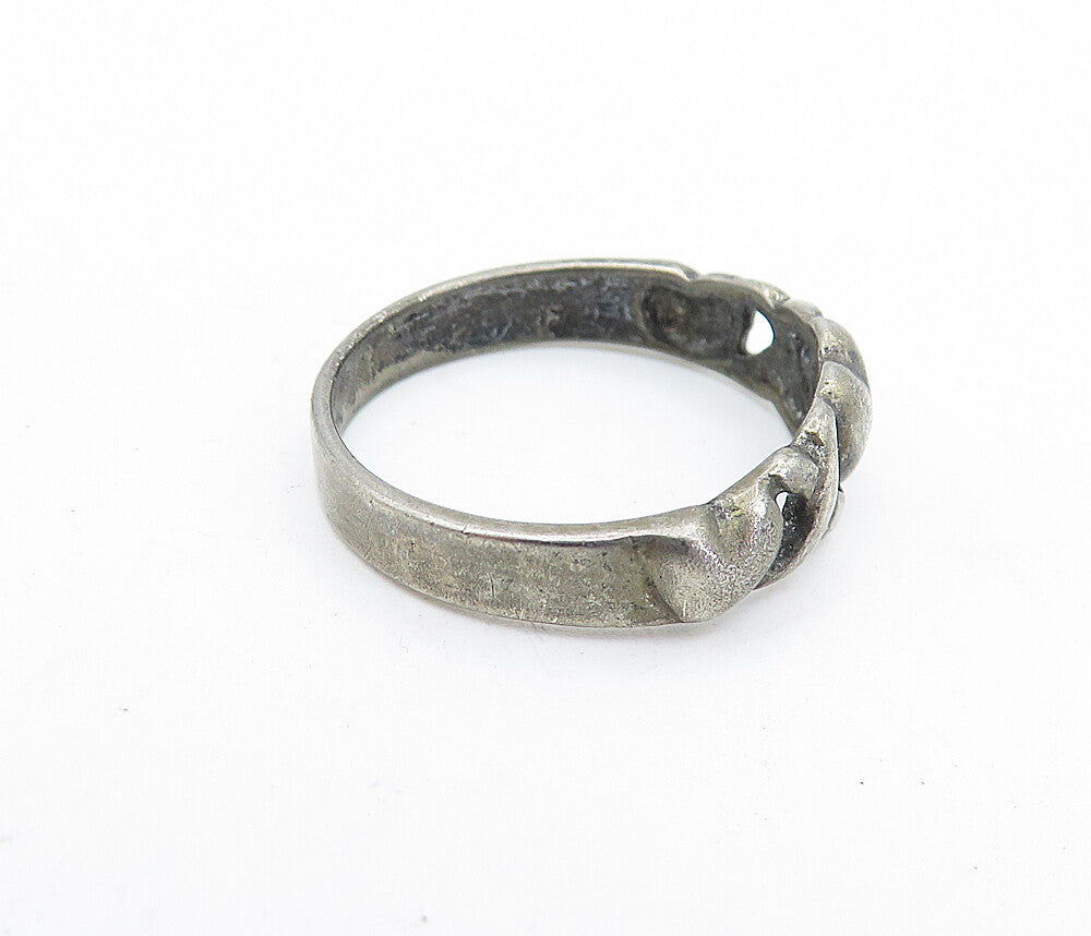 925 Sterling Silver  Vintage Dark Tone Love Heart XO Band Ring Sz 7.5  RG6098