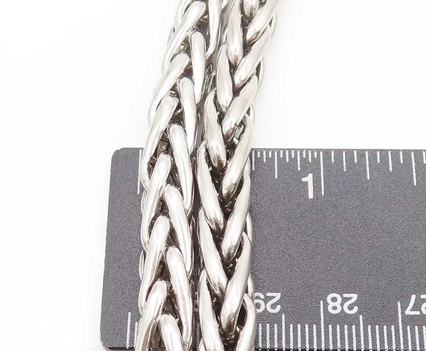 925 Sterling Silver  Vintage Swirly Lock Link Long Chain Necklace  NE4072