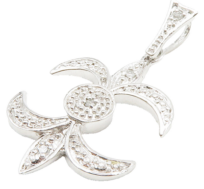 925 Sterling Silver  Genuine Diamonds Shiny Drop Pendant  PT11001