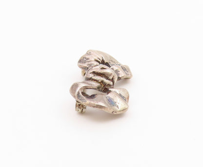 925 Sterling Silver  Vintage Dark Tone Petite Bow Tie Brooch Pin  BP7003