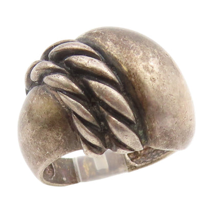 925 Sterling Silver Vintage Ring Modernist Braided Dome Band  Sz 7  RG34303