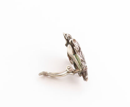 925 Sterling Silver Vintage Earrings STEPHEN DWECK Etched Floral Leaves  EG13665