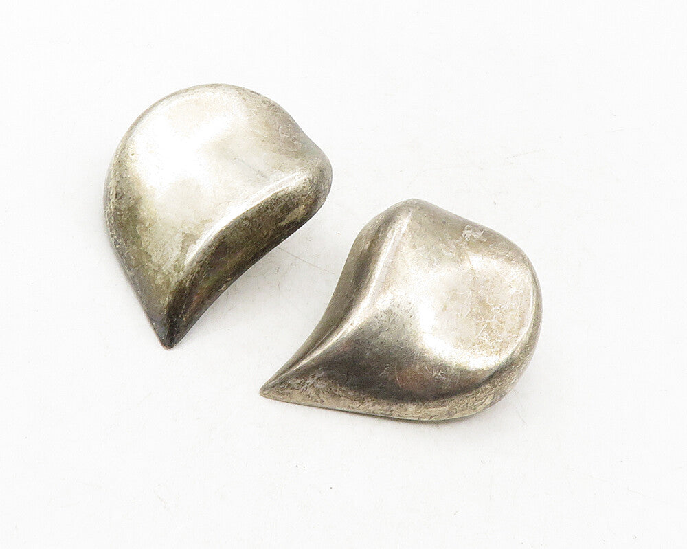 925 Sterling Silver  Vintage Dark Tone Hollow Non Pierce Earrings  EG5014