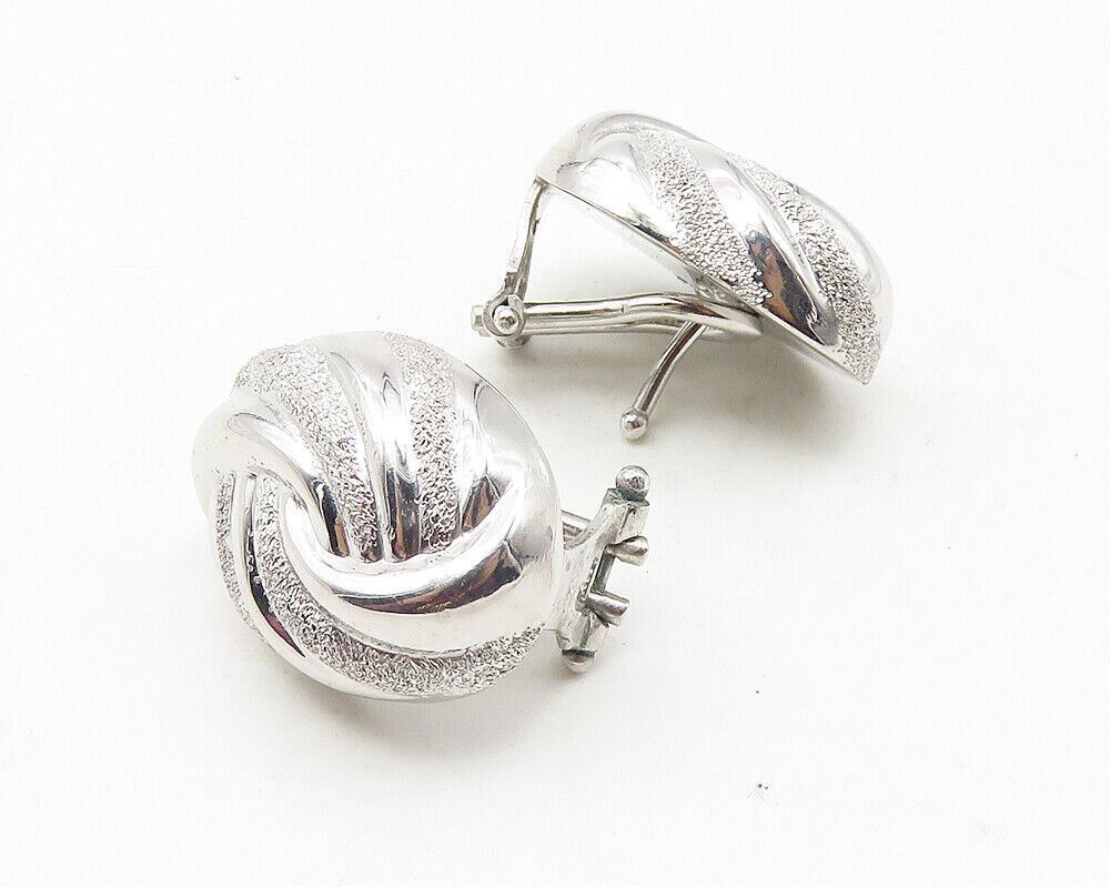 925 Sterling Silver  Shiny Polished Hollow Swirl Dome Drop Earrings  EG5677