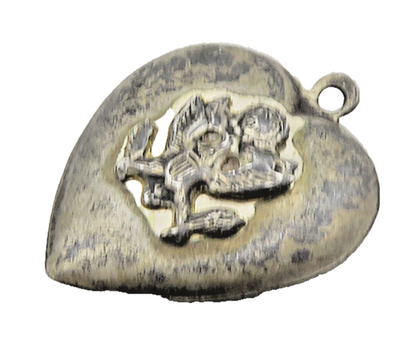 925 Sterling Silver  Vintage US Military Heart Dark Tone Pendant  PT14971