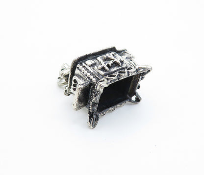 BEAU 925 Sterling Silver  Vintage Old Fashioned Stove Drop Pendant  PT6172
