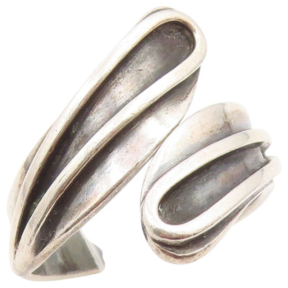 925 Sterling Silver Vintage Ring MEXICO Modernist Bypass Band  Sz 10  RG36536