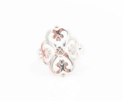925 Sterling Silver Vintage Ring Celtic Scroll Love Heart Band  Sz 8.5  RG35608