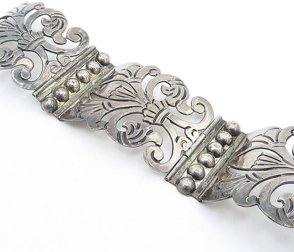 EOR MEXICO 925 Silver  Vintage Dark Tone Open Swirl Chain Bracelet  BT3030
