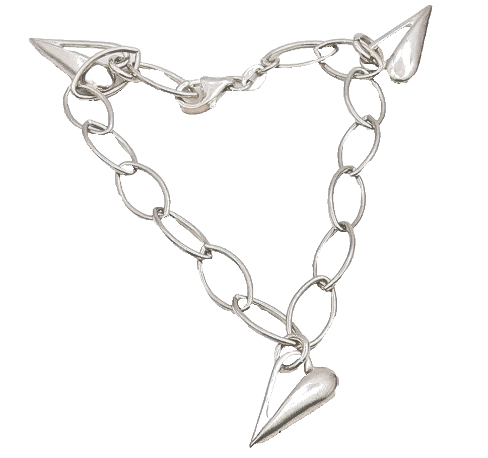 925 Sterling Silver Vintage Bracelet Hollow Oval Link Love Heart Charms  BT11667