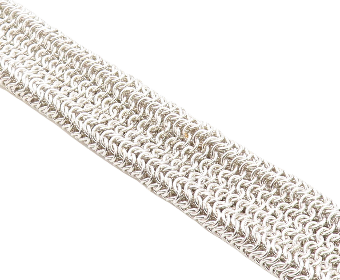 925 Sterling Silver  Vintage Shiny Heavy Weaved Net Link Chain Bracelet BT1625