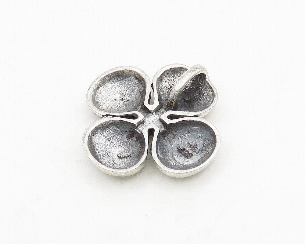 925 Sterling Silver  Vintage Shiny Patterned Flower Motif Pendant  PT15238