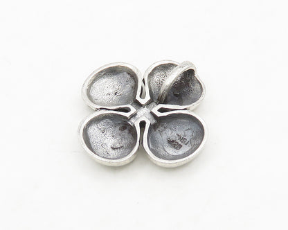 925 Sterling Silver  Vintage Shiny Patterned Flower Motif Pendant  PT15238