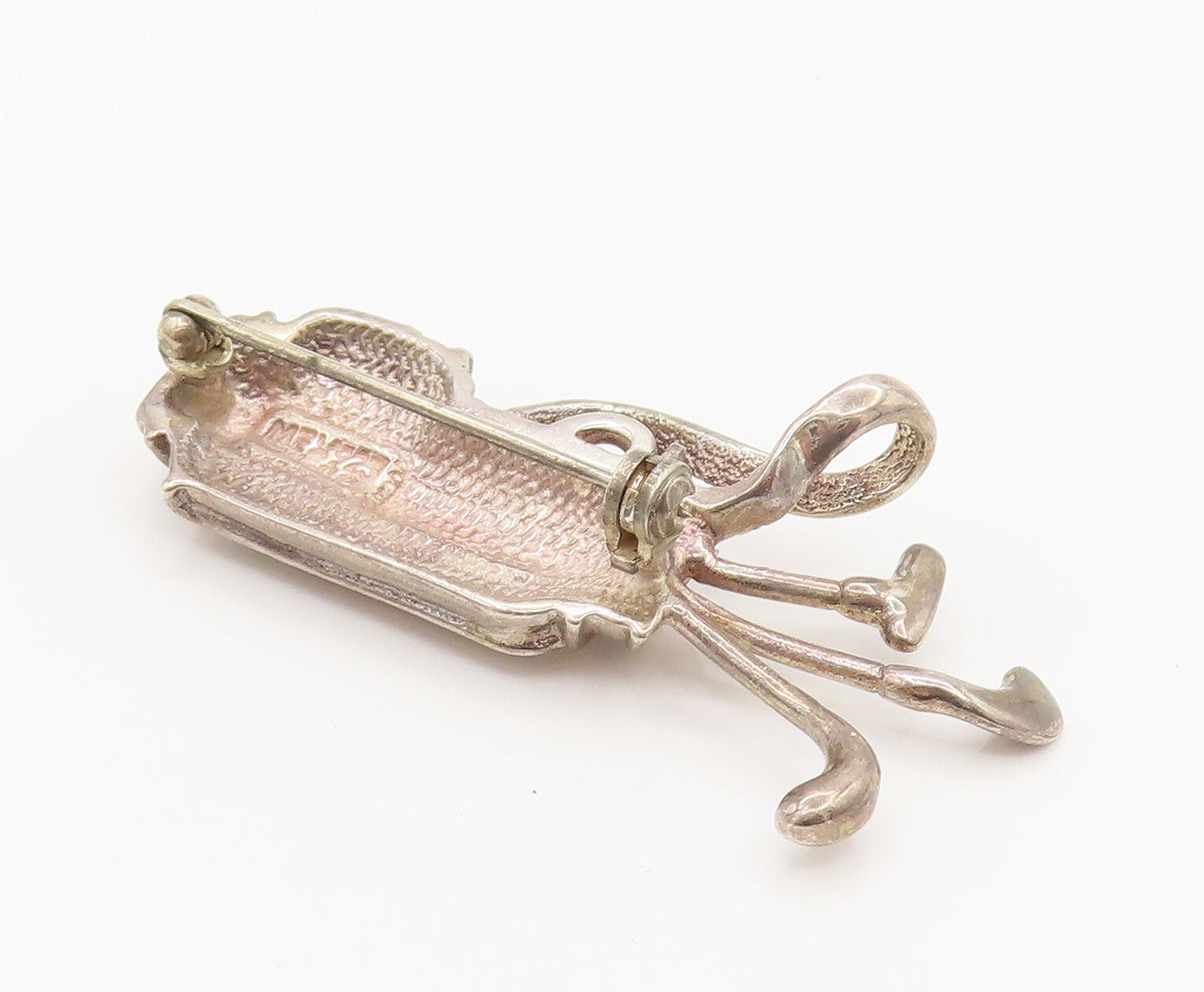 MEXICO 925 Silver  Vintage Golf Clubs & Golf Bags Sports Brooch Pin  BP10136