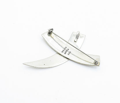MEXICO 925 Sterling Silver  Vintage Shiny Crossed Design Brooch Pin  BP1170