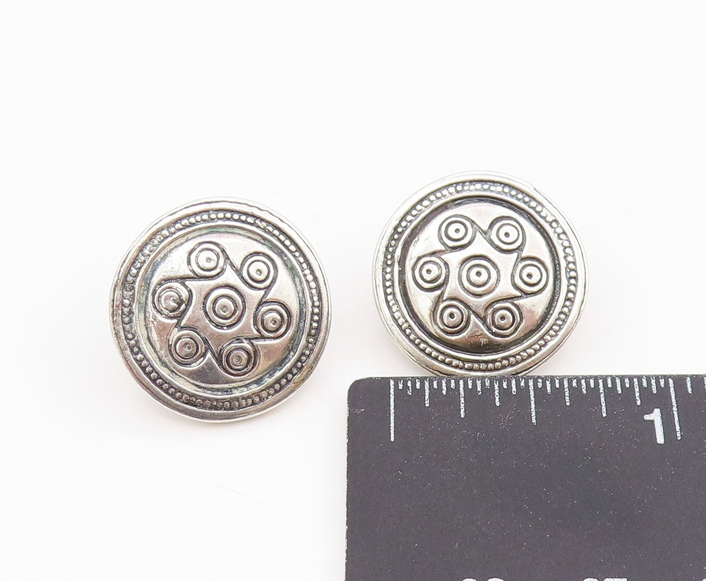 925 Sterling Silver Vintage Earrings Etched Celtic Knotwork Round Studs  EG13930