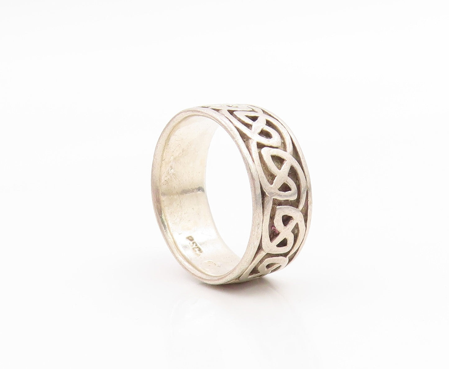 925 Sterling Silver Vintage Ring Classic Carved Celtic Knot Band  Sz 7  RG36016