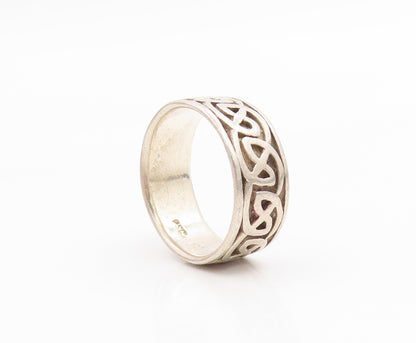 925 Sterling Silver Vintage Ring Classic Carved Celtic Knot Band  Sz 7  RG36016