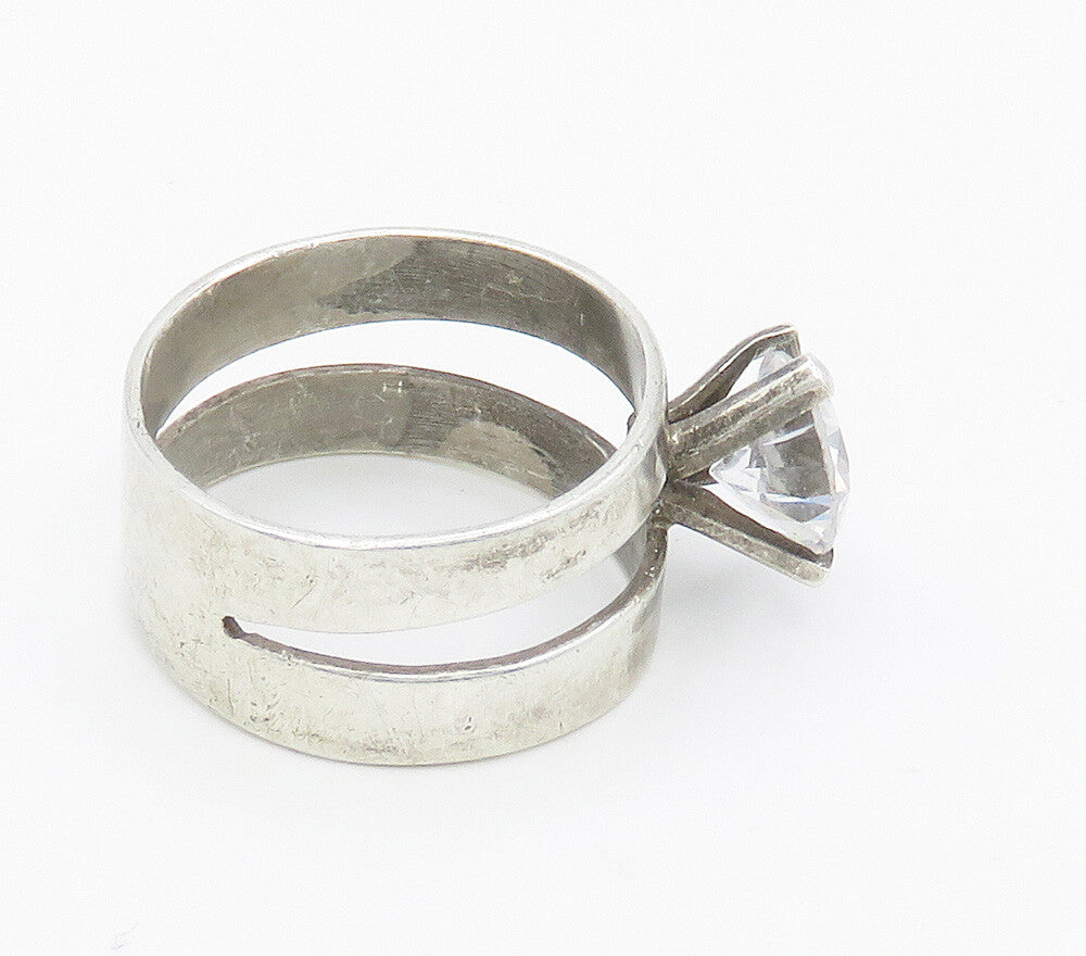 925 Sterling Silver  Prong Set Cubic Zirconia Solitaire Ring Sz 6  RG15524