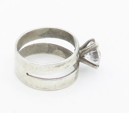 925 Sterling Silver  Prong Set Cubic Zirconia Solitaire Ring Sz 6  RG15524