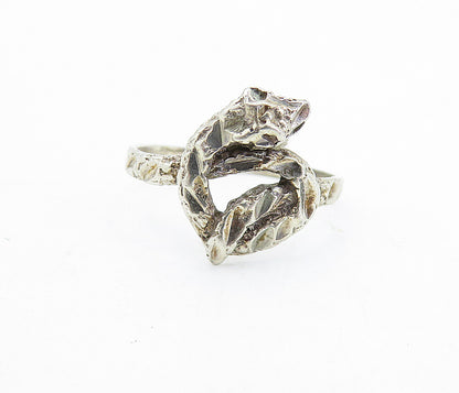 925 Sterling Silver Vintage Shiny Etched Snake Motif Band Ring Sz 8 RG5814