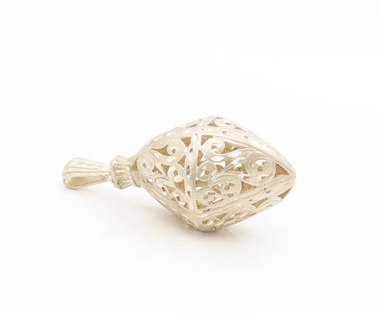 925 Sterling Silver Vintage Pendant Intricate Open Scrollwork Locket  PT25666