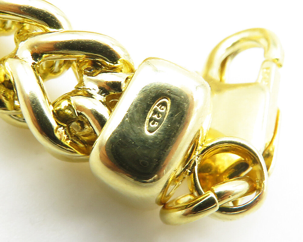 925 Sterling Silver  Shiny Gold Plated Wheat Link Chain Necklace  NE2962