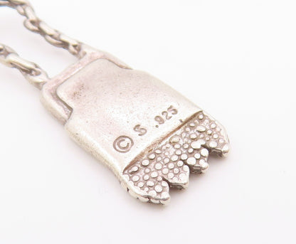 925 Sterling Silver  Vintage Shiny Petite Hand Bag Motif Pendant  PT18795
