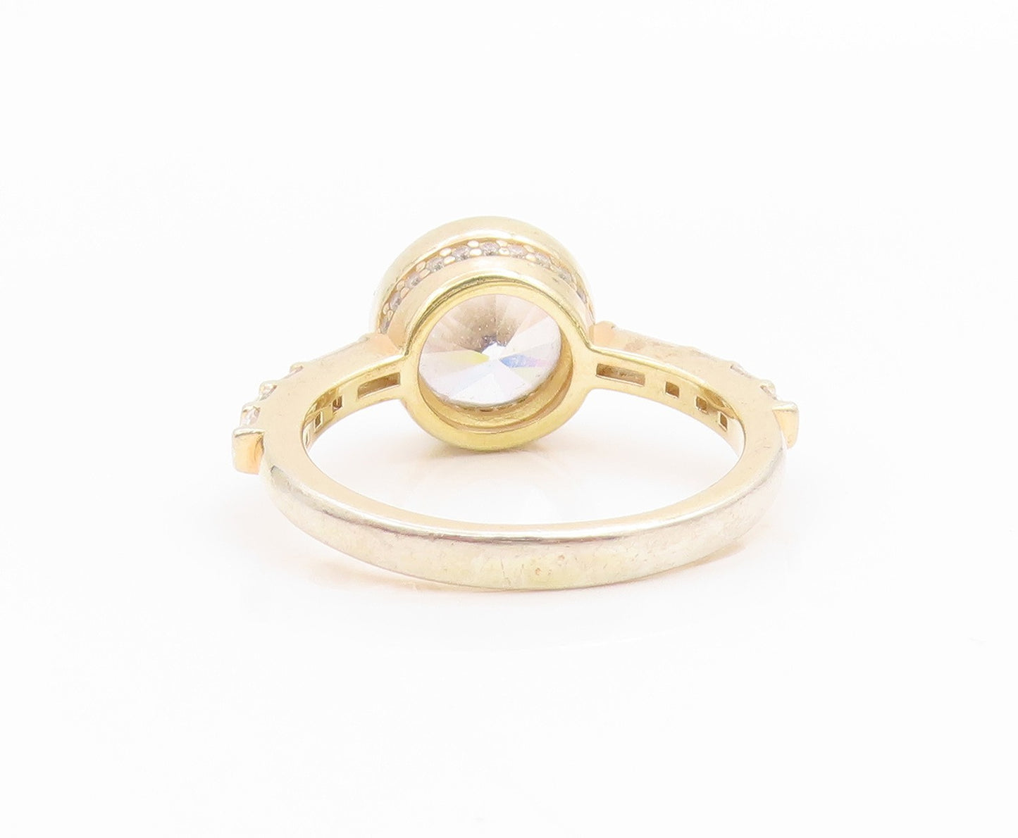 925 Sterling Silver Vintage Ring Gold Plated CZ Statement Band  Sz 8  RG35790