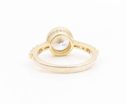 925 Sterling Silver Vintage Ring Gold Plated CZ Statement Band  Sz 8  RG35790