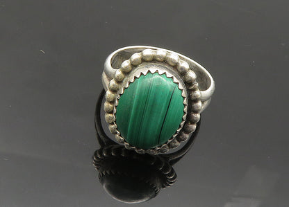 SCOTT DAVE NAVAJO 925 Silver  Vintage Malachite Cocktail Ring Sz 7  RG20067