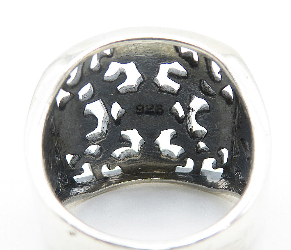 925 Sterling Silver  Marcasite Open Floral Vine Cocktail Ring Sz 7.5  RG8485