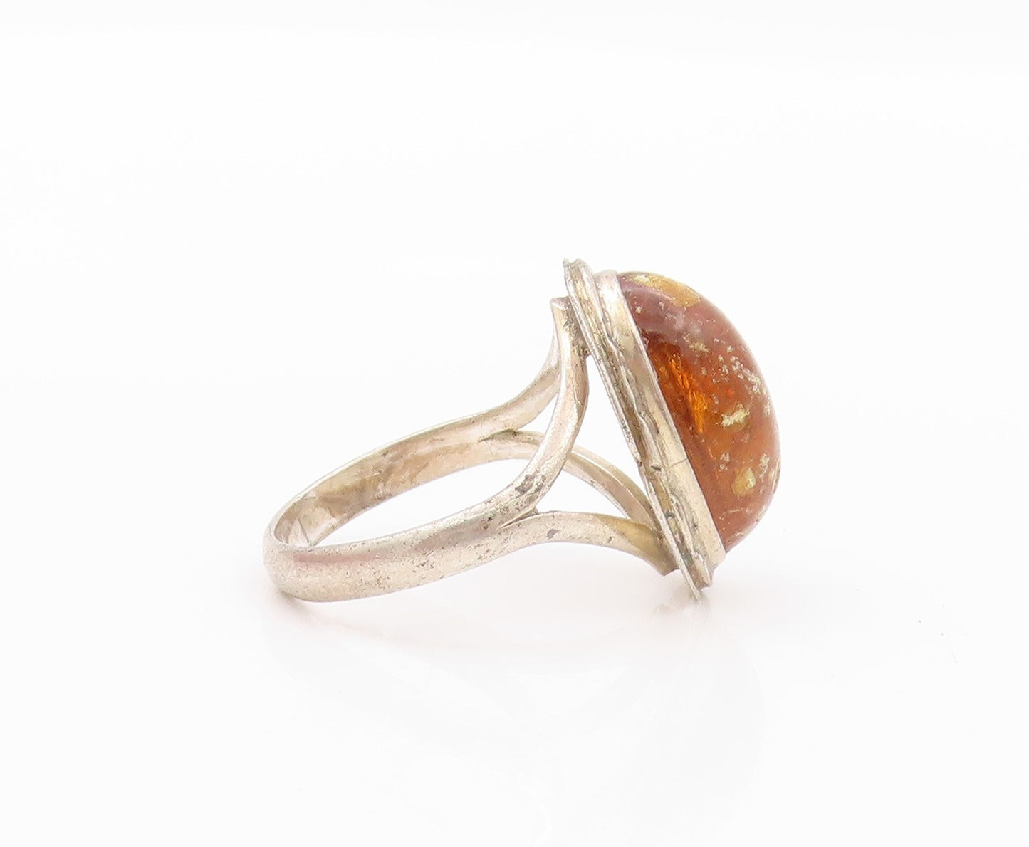 925 Sterling Silver Vintage Ring Oval Cabochon Gemstone  SZ 7.5  RG32243
