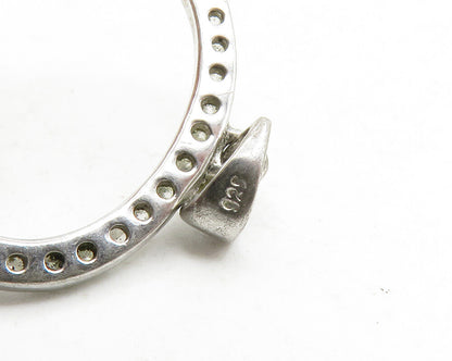 925 Sterling Silver  Shiny White Topaz Open Key Motif Drop Pendant  PT10626
