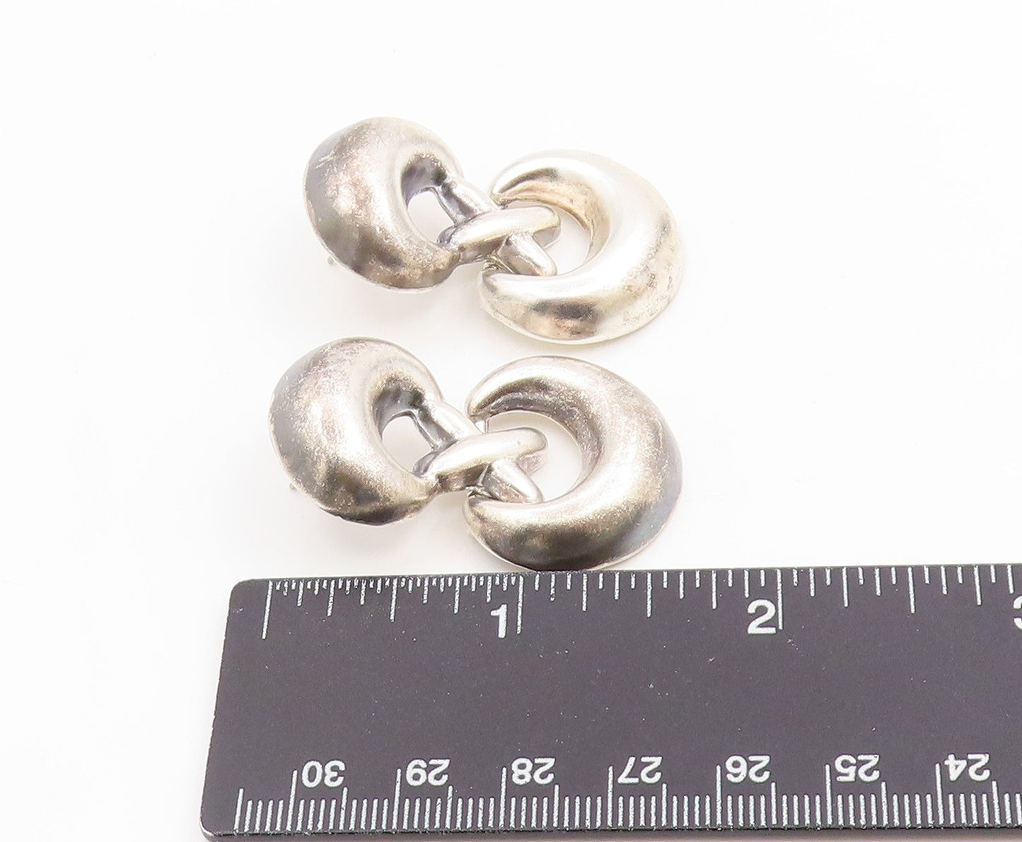 925 Sterling Silver Vintage Earrings MEXICO Modernist Infinity Knots  EG14320