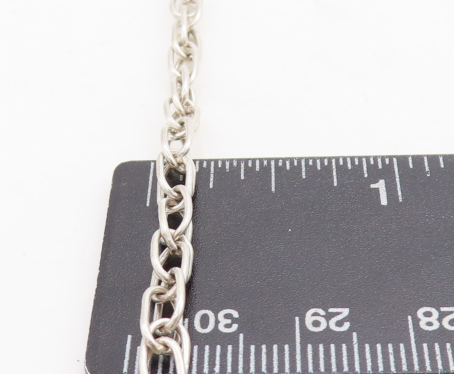 MEXICO 925 Sterling Silver  Vintage Jasper Oval Link Chain Necklace  NE1052