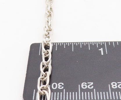 MEXICO 925 Sterling Silver  Vintage Jasper Oval Link Chain Necklace  NE1052