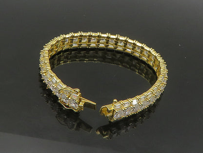 925 Sterling Silver  Vintage Cubic Zirconia Gold Plated Chain Bracelet  BT9248