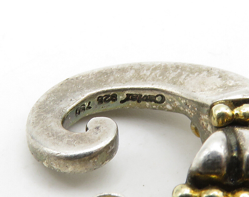 LAGOS CAVIAR 925 Silver & 18K GOLD  Vintage 2 Tone Single Earrings  EG8315