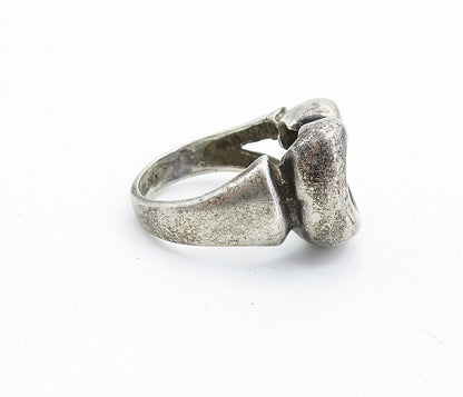 925 Sterling Silver  Vintage Antique Sculpted U Shape Band Ring Sz 5  RG7022