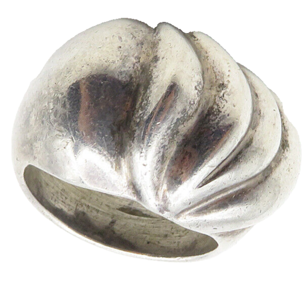 MEXICO 925 Sterling Silver  Vintage Shiny Fluted Dome Band Ring Sz 6.5  RG9756